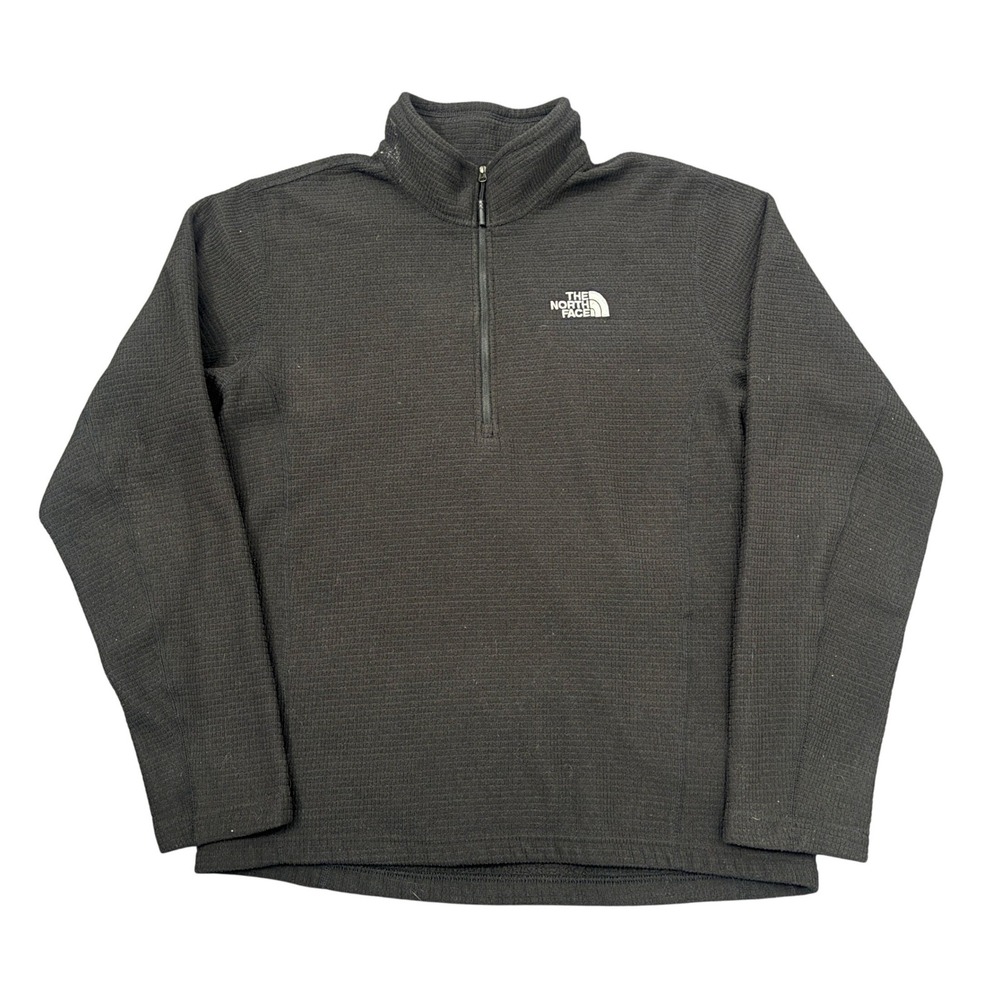 The North Face Mens Black Grid Fleece 1/4 Zip Pullover Jacket Size Medium